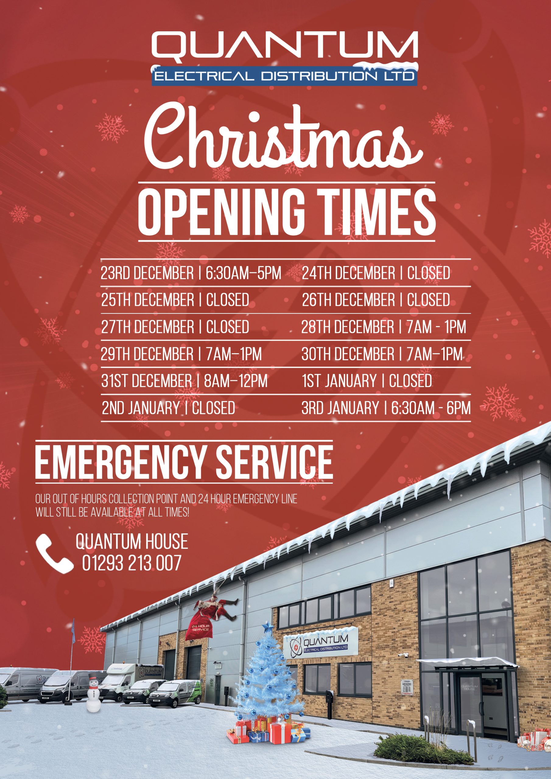 Christmas Opening Hours Quantum Electrical Distribution